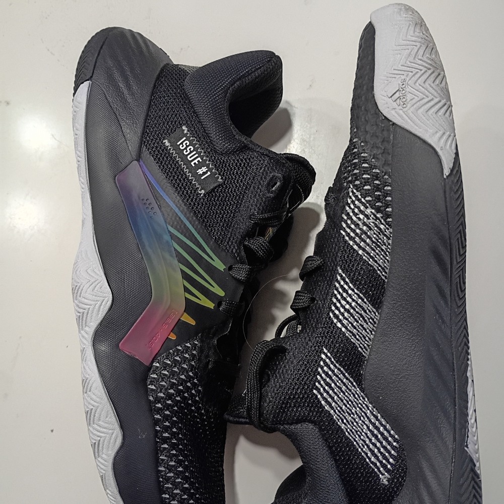 Youth adidas Black Basketball Shoes with Iridescent Accent